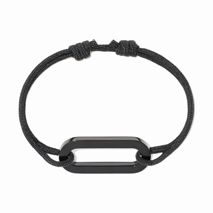 Bracelet sur cordon Maillon XL titane noir