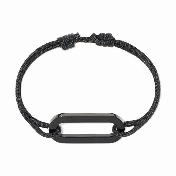 Bracelet sur cordon Maillon XL titane noir