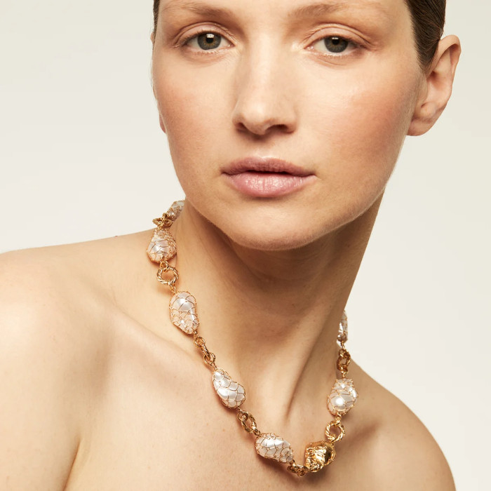 Collier Rainbow Biwa doré