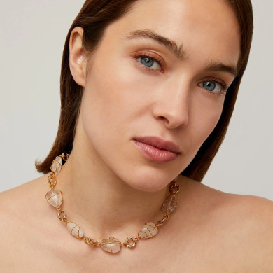 Collier Rainbow multi doré - Cristal de roche