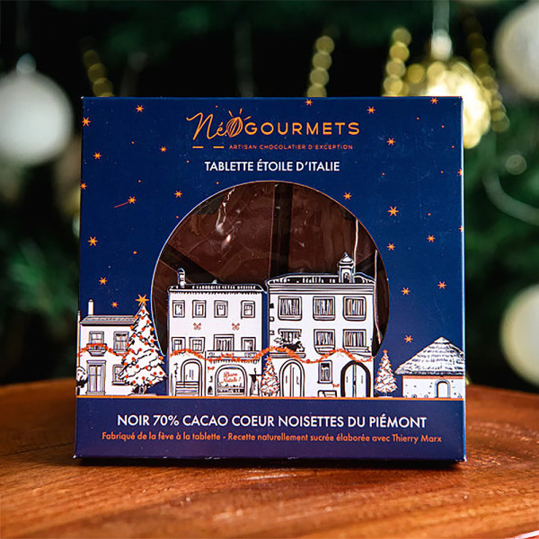 Étoile d'Italie - Chocolat noir 70% cœur noisettes du Piémont