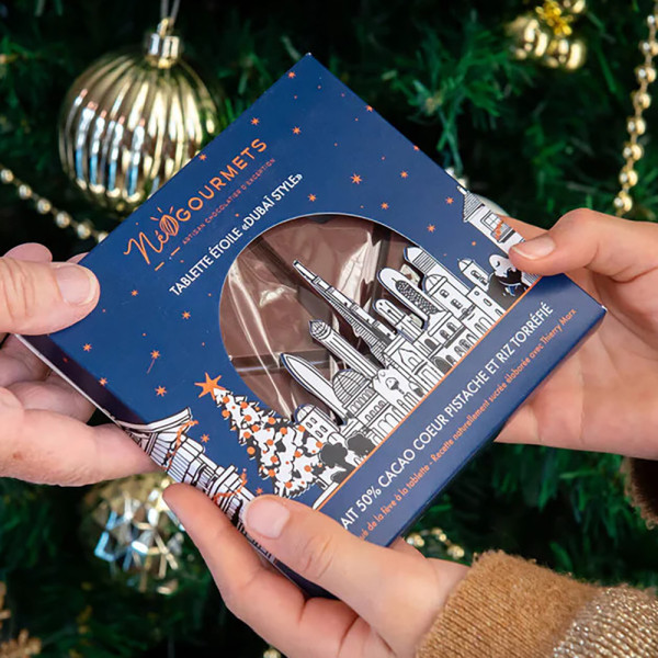 Étoile "Dubaï Style" - Chocolat lait 50% cacao cœur pistache & riz torréfié