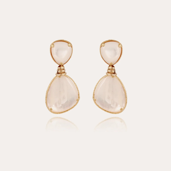 Boucles d'oreilles Silia dorées - Nacre blanche