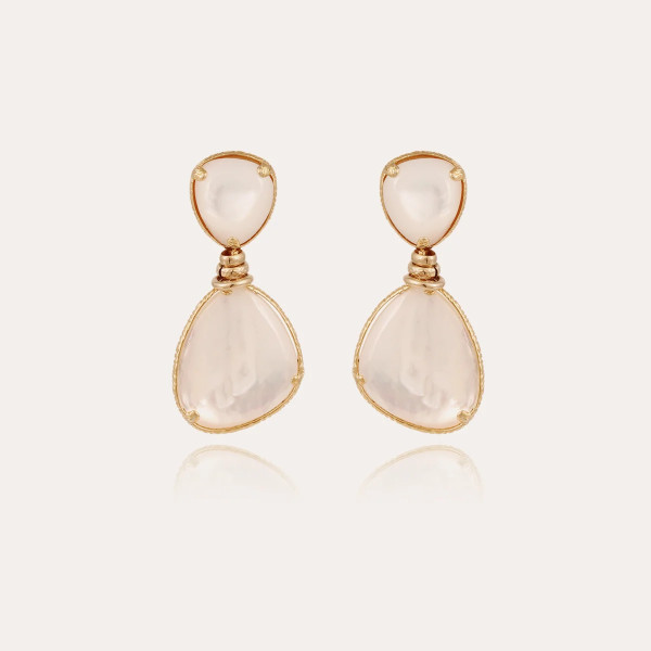 Boucles d'oreilles Silia dorées - Nacre blanche