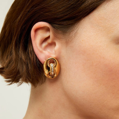 Boucles d'oreilles puces Cophea strass mini dorées