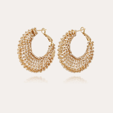 Boucles d'oreilles Izzia strass grand modèle dorées