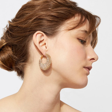 Boucles d'oreilles Izzia strass grand modèle dorées