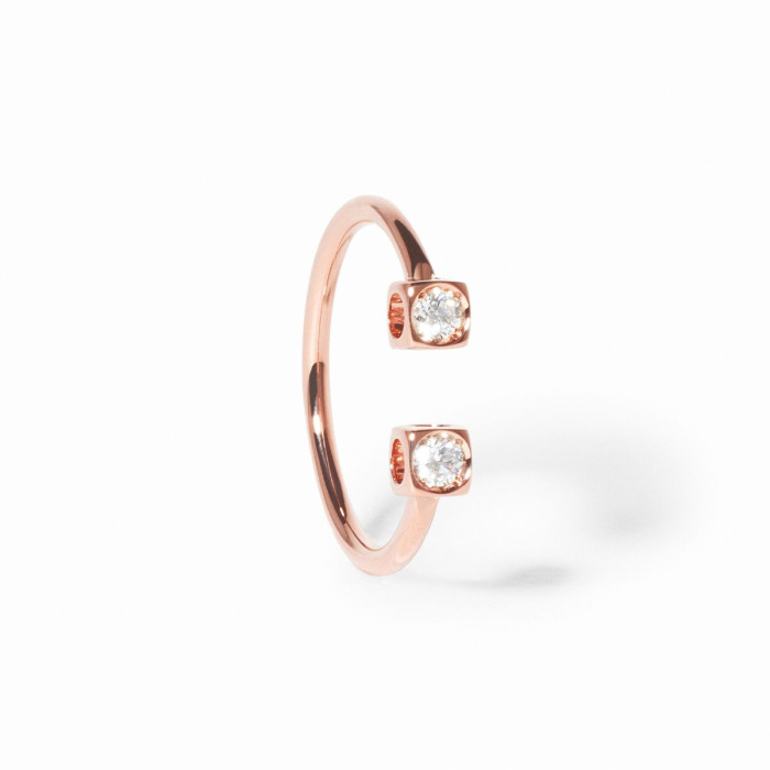Bague Le Cube Diamant or rose et diamants