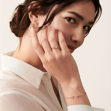 Bague Le Cube Diamant or rose et diamants