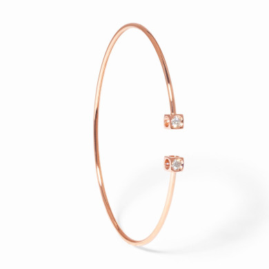 Bracelet Le Cube Diamant petit modèle or rose et diamants