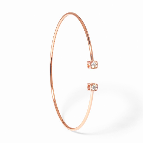 Bracelet Le Cube Diamant petit modèle or rose et diamants
