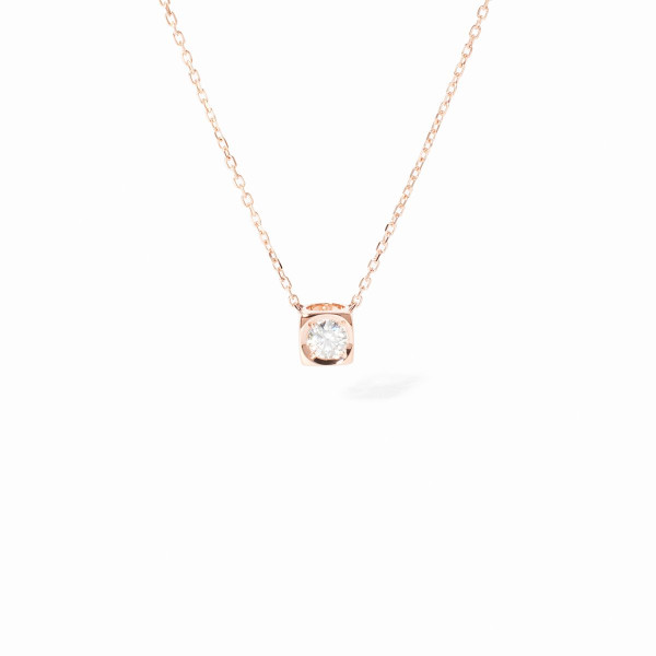 Collier Le Cube Diamant moyen modèle or rose et diamant