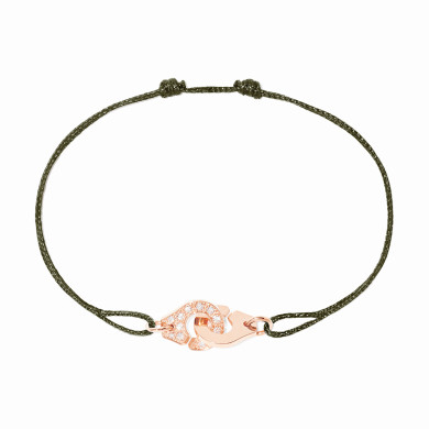 Bracelet sur cordon Menottes dinh van XS or rose et diamants