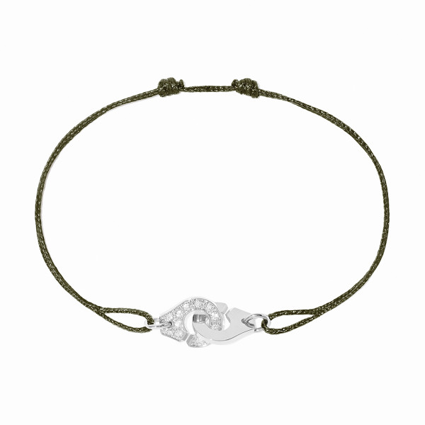 Bracelet sur cordon Menottes dinh van XS or blanc et diamants