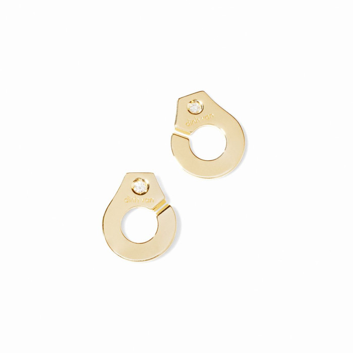 Puces d'oreilles Menottes dinh van or jaune et diamants