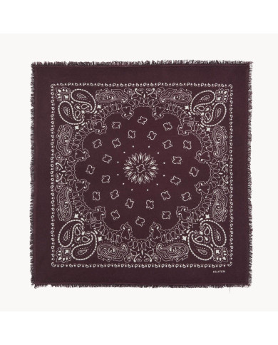 Grand Bandana Hachiko cachemire imprimé bordeaux