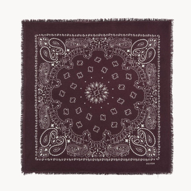 Grand Bandana Hachiko cachemire imprimé bordeaux