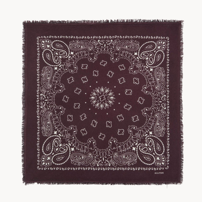 Grand Bandana Hachiko cachemire imprimé bordeaux