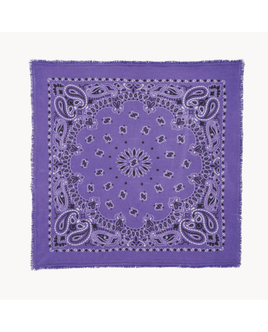 Grand Bandana Hachiko cachemire imprimé violet