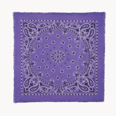 Grand Bandana Hachiko cachemire imprimé violet