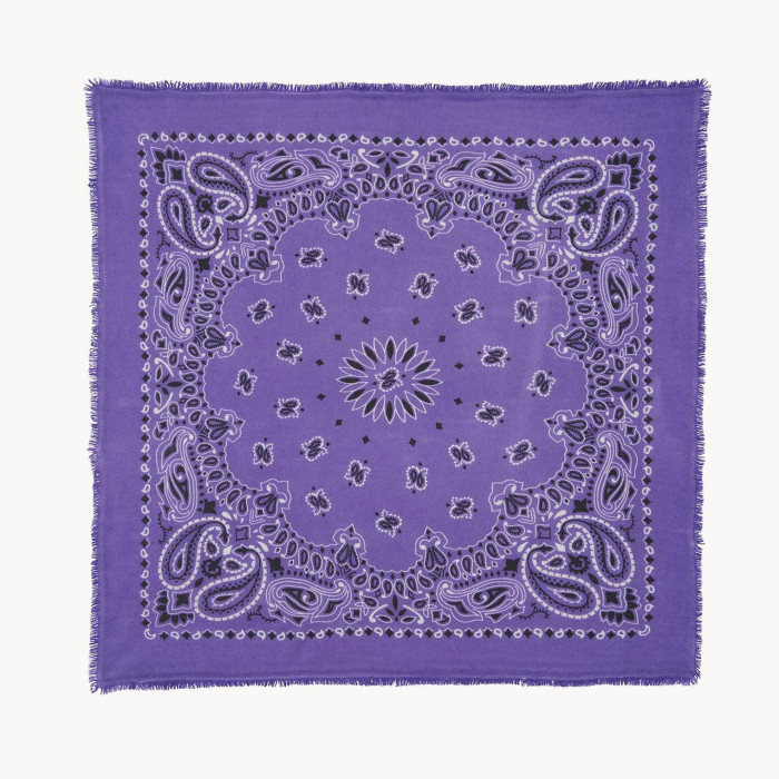 Grand Bandana Hachiko cachemire imprimé violet