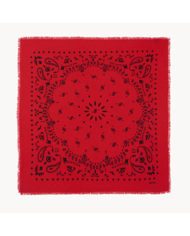 Grand Bandana Hachiko cachemire imprimé rouge flag