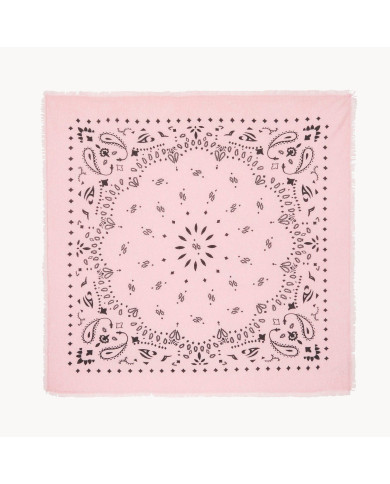 Grand Bandana Hachiko cachemire imprimé rose candy