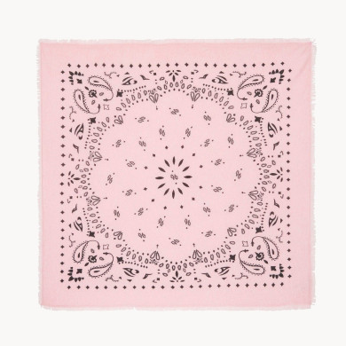 Grand Bandana Hachiko cachemire imprimé rose candy
