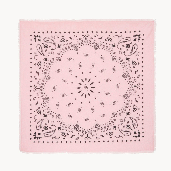 Grand Bandana Hachiko cachemire imprimé rose candy