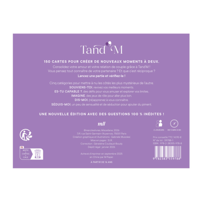 Tand'M - 150 cartes pour un couple qui dure