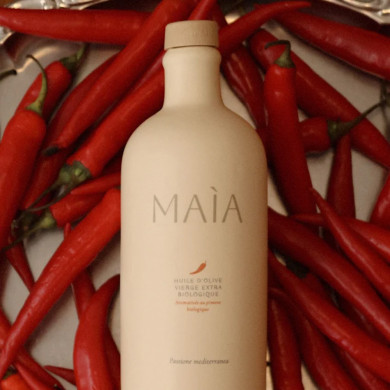 Huile d'olive extra vierge biologique aromatisée au piment biologique 40cl - Maìa
