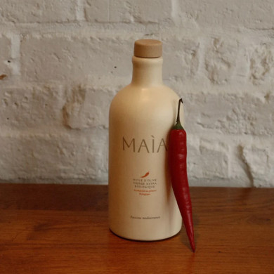 Huile d'olive extra vierge biologique aromatisée au piment biologique 40cl - Maìa
