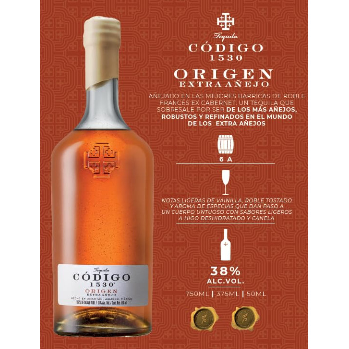 Tequila Origen Extra Anejo 70cl - Codigo 1530