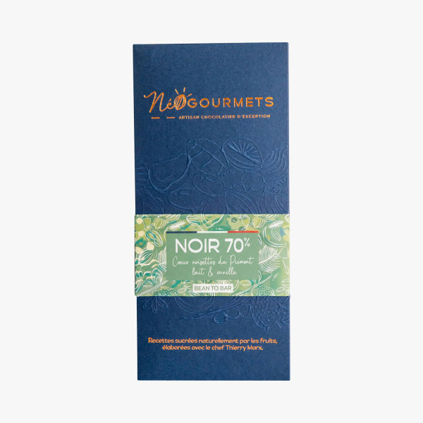 Chocolat noir 70% cœur lait 70g