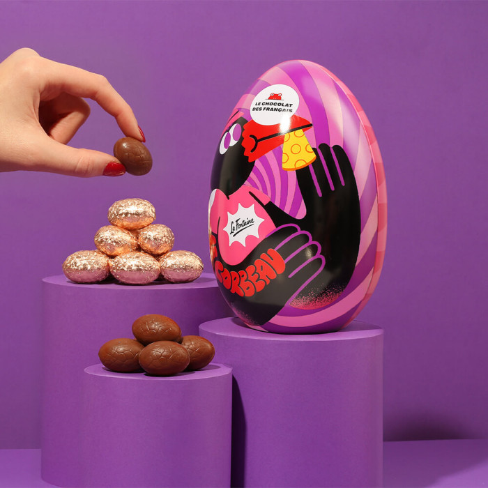 Easter egg - Caramel Praline Milk chocolate 🐦‍⬛🦊