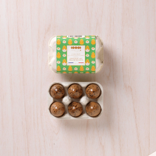 Boite 6 mini oeufs pralinés blanc pécan