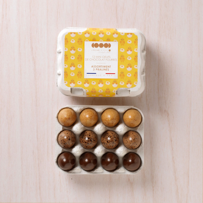 Boite 12 mini oeufs pralinés assortis