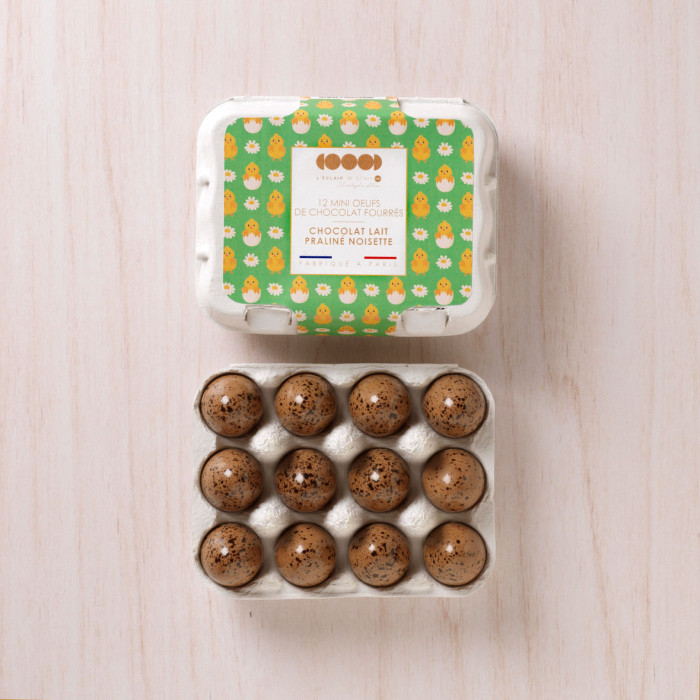 Boite 12 mini oeufs pralinés lait noisette