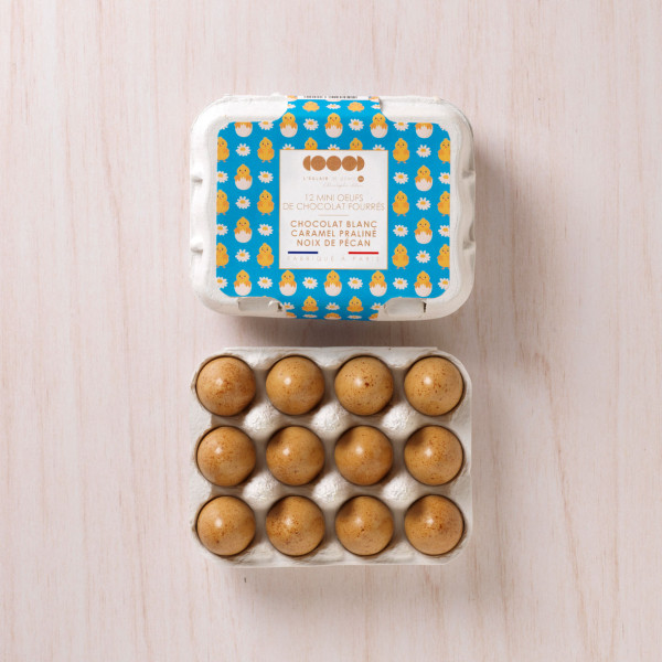 Boite 12 mini oeufs pralinés blanc pécan