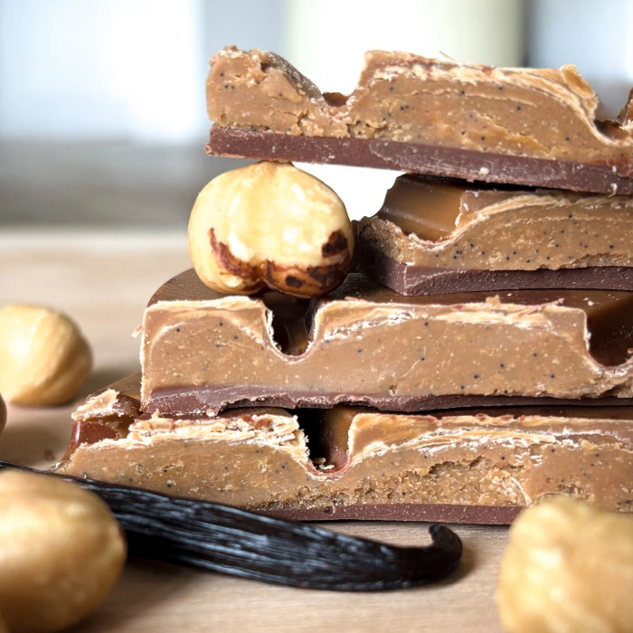 Tablette chocolat au lait fourrée praliné noisette