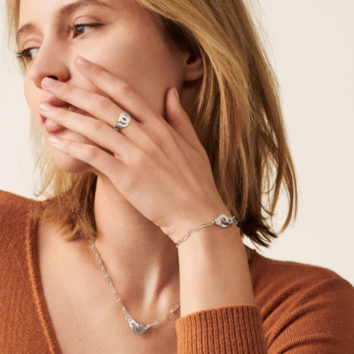 Bague Menottes dinh van petit modèle or blanc - taille 52