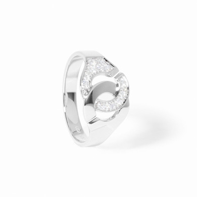 Bague Menottes dinh van petit modèle or blanc et diamants - taille 54