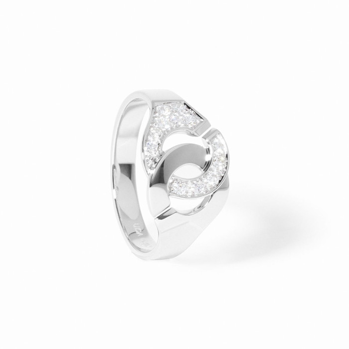 Bague Menottes dinh van petit modèle or blanc et diamants - taille 54