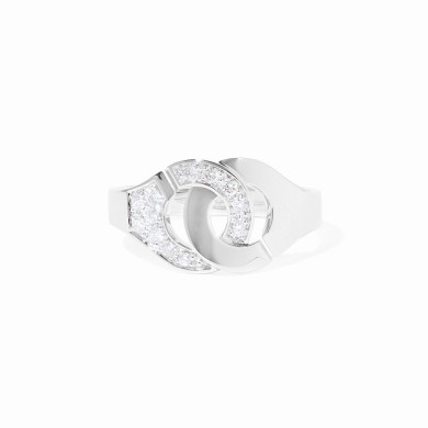 Bague Menottes dinh van petit modèle or blanc et diamants - taille 54