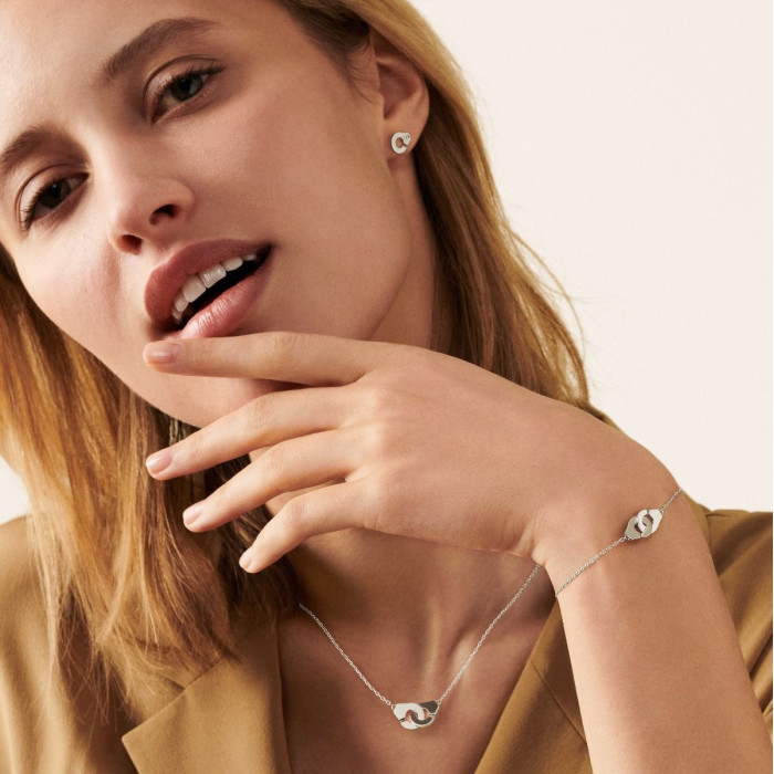 Bracelet sur chaîne Menottes dinh van XS or blanc