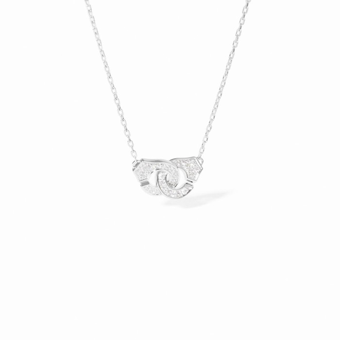 Collier Menottes dinh van XS or blanc et diamants