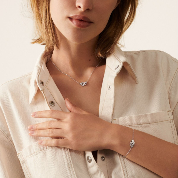 Collier Menottes dinh van XS or blanc et diamants