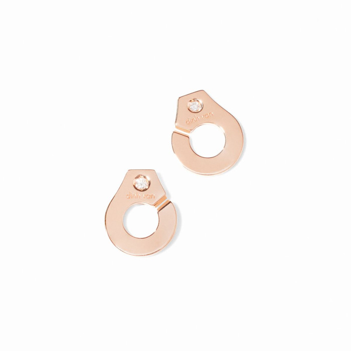 Puces d'oreilles Menottes dinh van or rose et diamants