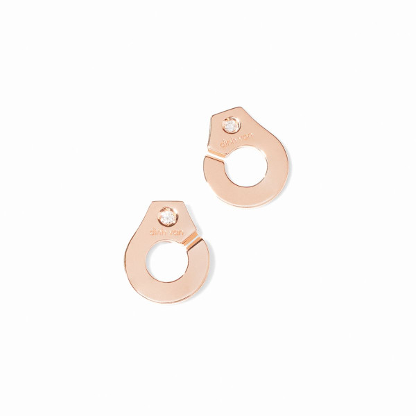 Puces d'oreilles Menottes dinh van or rose et diamants