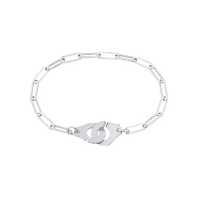 Bracelet Menottes dinh van R12 en or blanc sur chaîne
